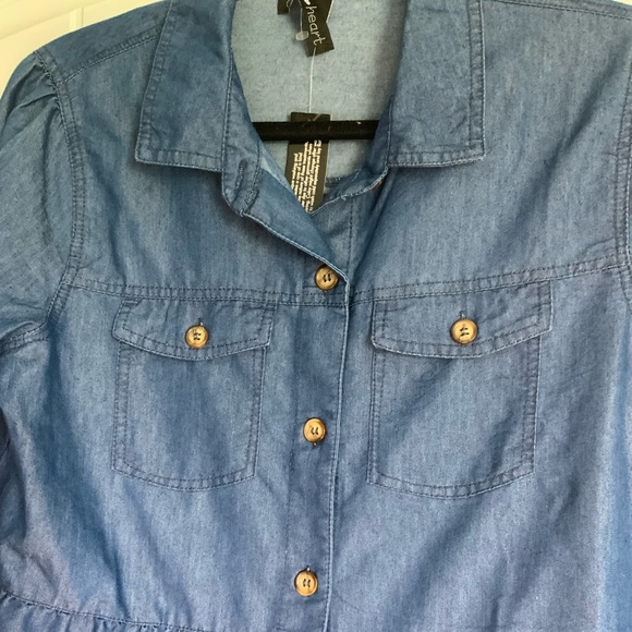 Derek Heart Tiered Button Front Denim Dress - Picture 3 of 4